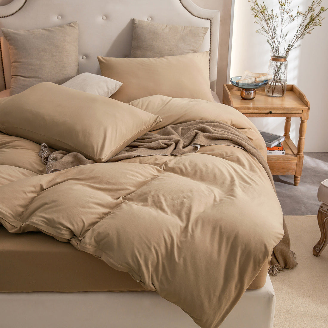 Jersey Duvet Cover Set-toffee (loanword)