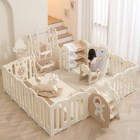 Pure Era - Foldable Baby Playpen Game Fence with Toys  Toddler Safety Gate Play Yard