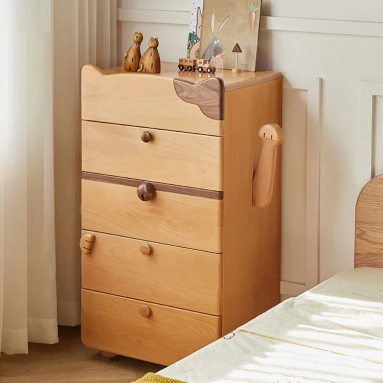 Solid Wood No Theme Modern Natural Bed Nightstand