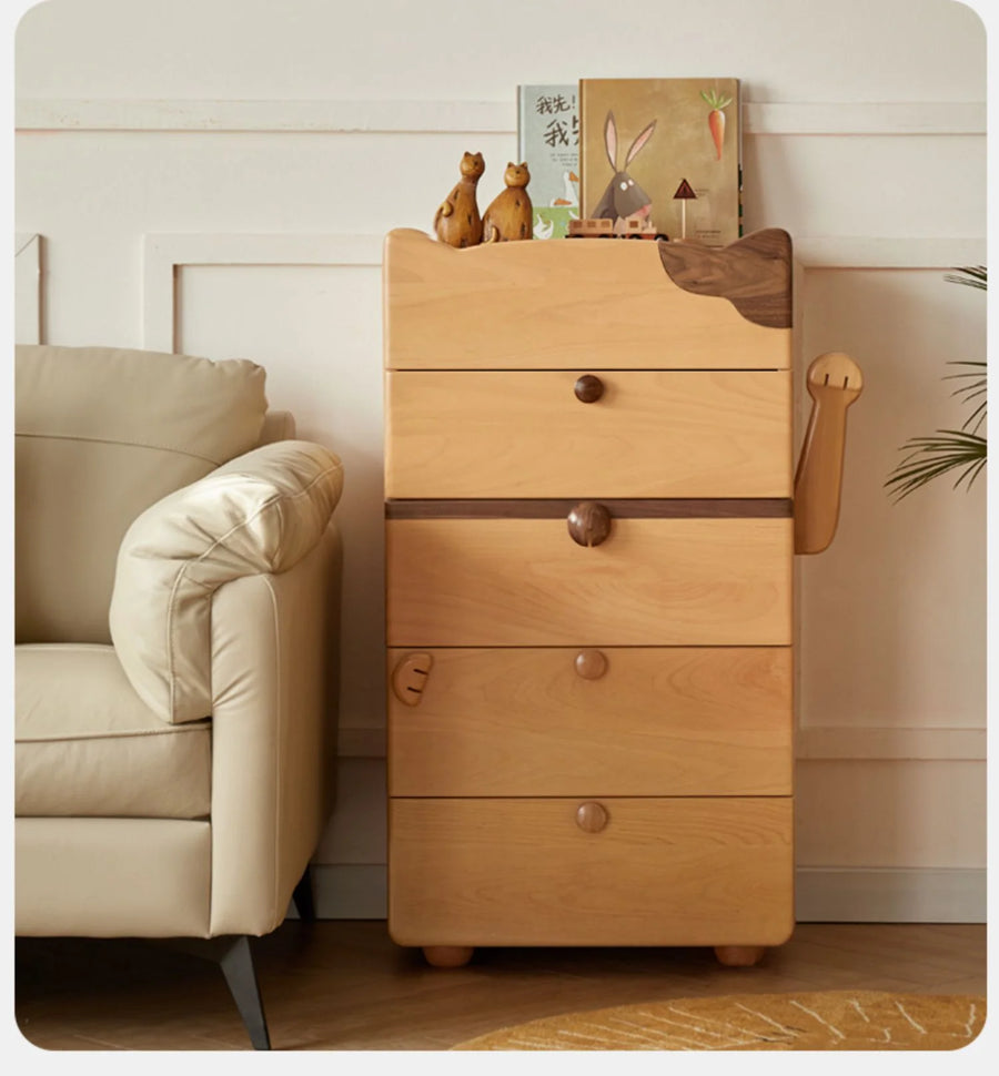 Solid Wood No Theme Modern Natural Bed Nightstand