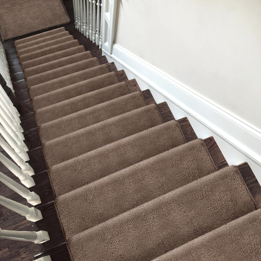 Bullnose Carpet Stair Treads | Ultra Plush Soft (Set of 15,14,7,2)