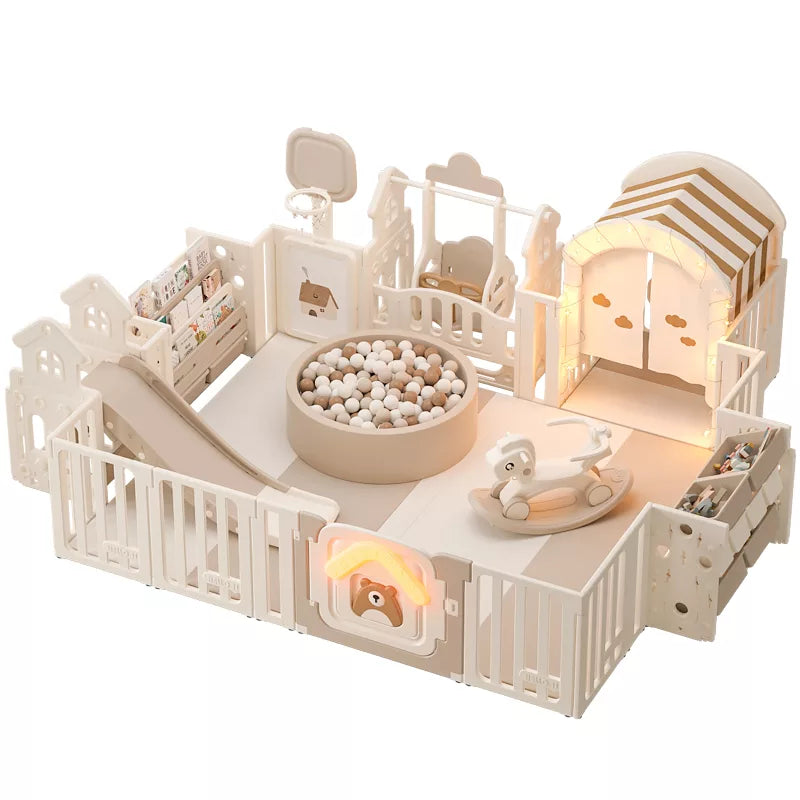 Baby Playpen with Mat Home Toddler Play Yard and Light