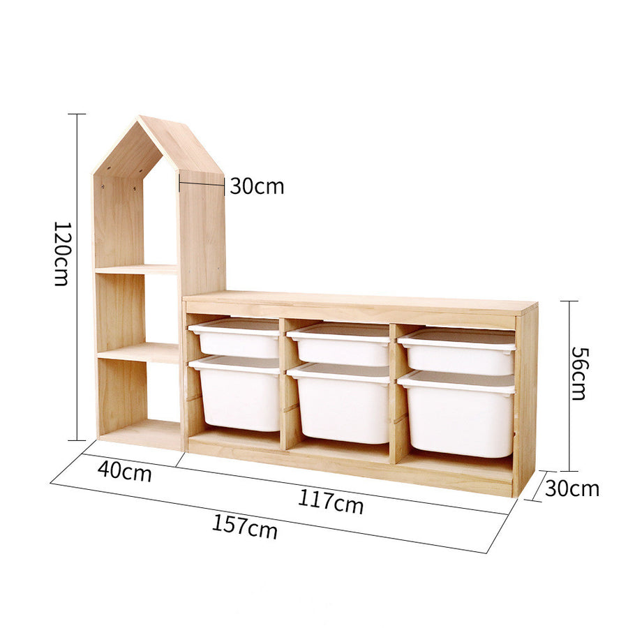 Household children's bookshelf room type toy storage locker solid wood bookshelf toy storage rack 2 in 1 combination cabinet