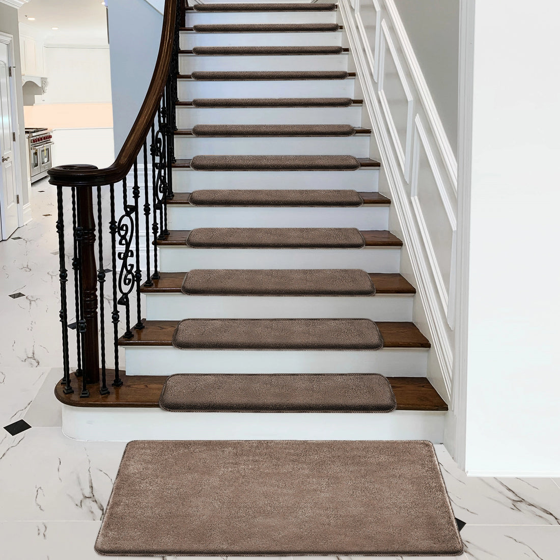 Bullnose Carpet Stair Treads | Ultra Plush Soft (Set of 15,14,7,2)