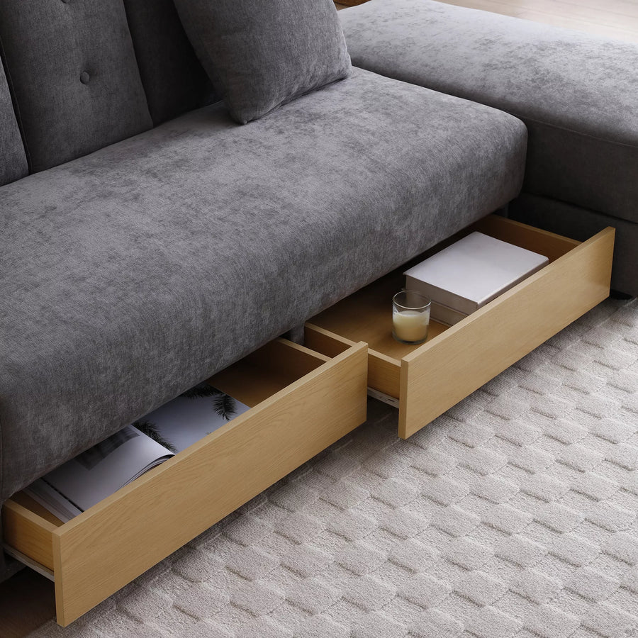 Convertible Sleeper Sofa Couch, Multifunctional Double Folding Sofa Bed,Storage Ottoman and Sofa arm with box and drawer