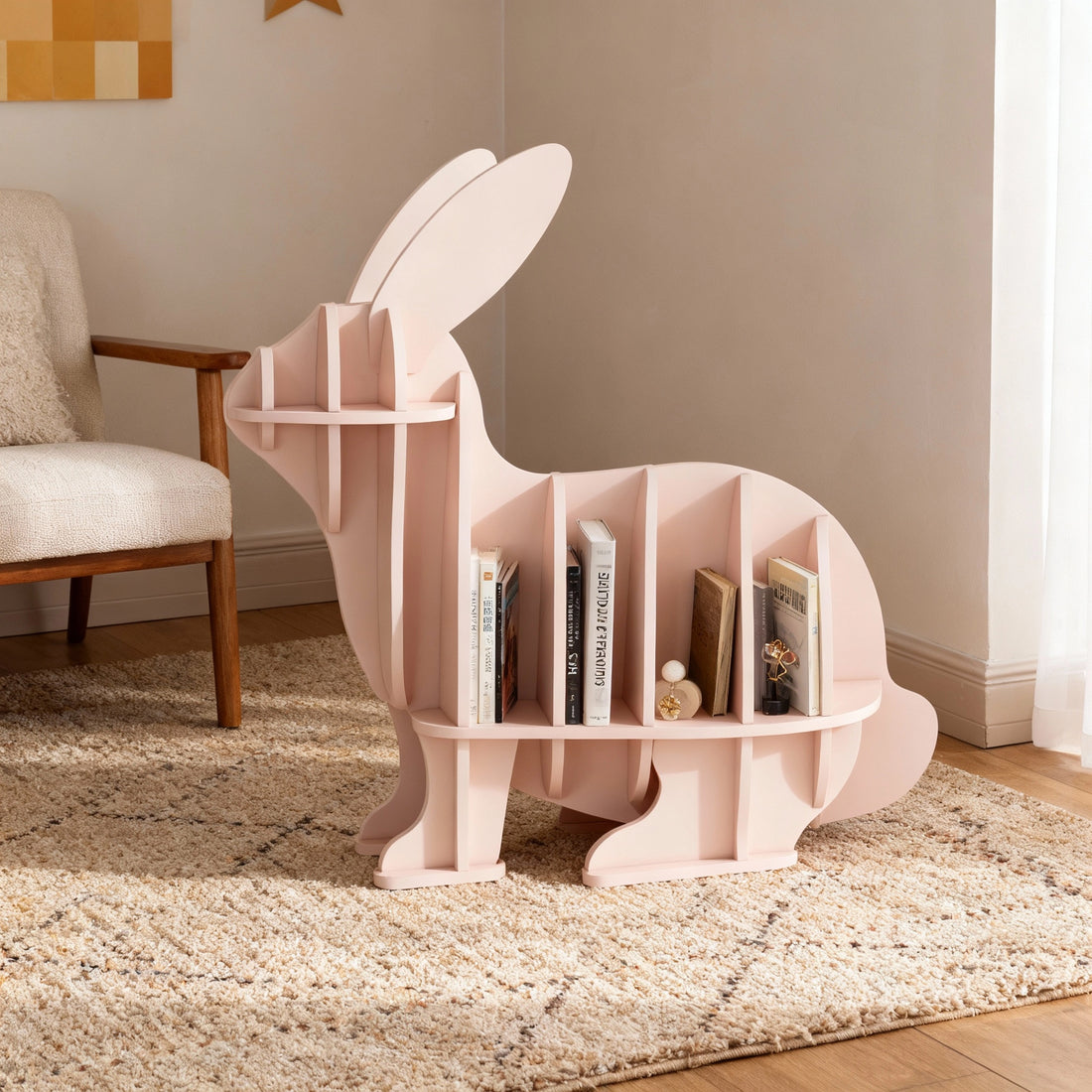 Kids Creative Rabbits Bookshelf Locker Wooden