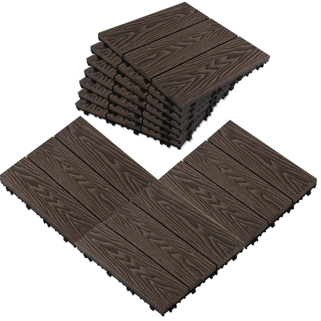 Interlocking Composite Decking Patio Tiles (Pack of 5,10)