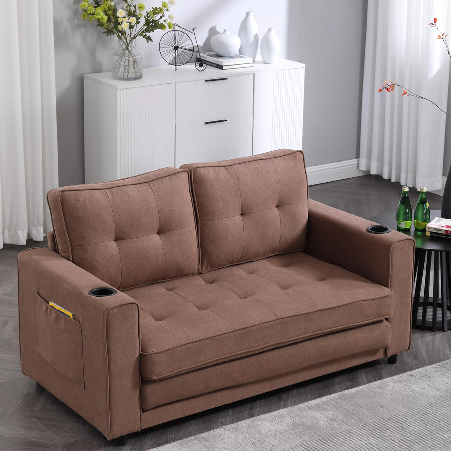 Folding Futon Sleeper Sofa with Pull Out Couch Bed,Modern Velvet Loveseat Sleeper Convertible to Full Size Floor Couches Bed for Living Room Bedroom Small Space
