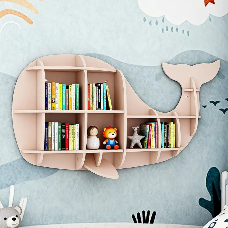 Kids Creative Dolphin & Whale Bookshelf Locker Wooden