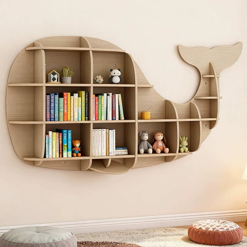 Kids Creative Dolphin & Whale Bookshelf Locker Wooden