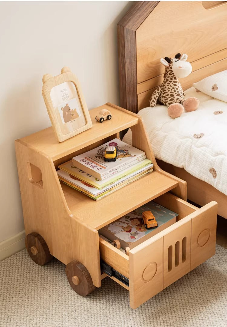 Wooden Children's Bedside Table Modern Simple Bedroom Storage Cabinet Home Cartoon Car Bedside Cabinet