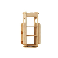 Solid Wood Kids 360° Rotating Bookshelf, Floor Standing Multi-Tier Children’s Book Rack, Montessori Book & Toy Storage Organizer for Living Room & Bedroom