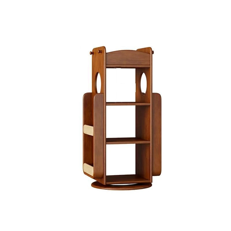 Solid Wood Kids 360° Rotating Bookshelf, Floor Standing Multi-Tier Children’s Book Rack, Montessori Book & Toy Storage Organizer for Living Room & Bedroom