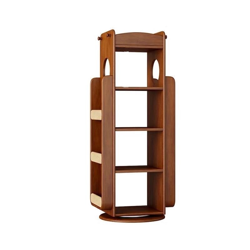 Solid Wood Kids 360° Rotating Bookshelf, Floor Standing Multi-Tier Children’s Book Rack, Montessori Book & Toy Storage Organizer for Living Room & Bedroom