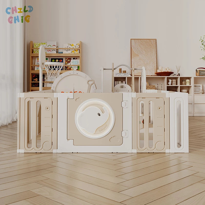Eco-Friendly Baby Playpen , External Safety Lock, Easy Installation, and PVC Suction Base - Perfect for Home, Mall, and Kindergarten Use