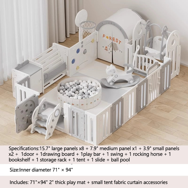 Eco-Friendly Baby Playpen , External Safety Lock, Easy Installation, and PVC Suction Base - Perfect for Home, Mall, and Kindergarten Use