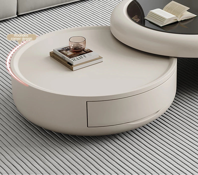 Creative Solid Wood Coffee Table Living Room Combination with Tempered Glass