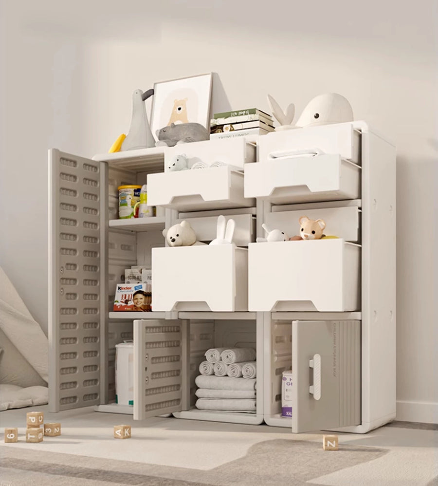 Home Toy Storage Contemporary Plastic Storage Bookcase Kids Toy Organizers and Storage with Drawers