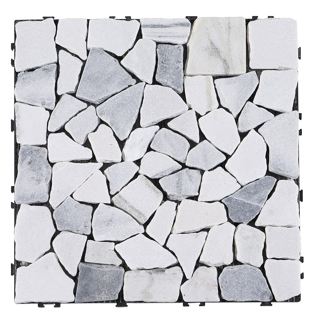 Pure Era -12''x12''  Interlocking Patio Tiles Stone Deck Tiles - Sliced Gray and White