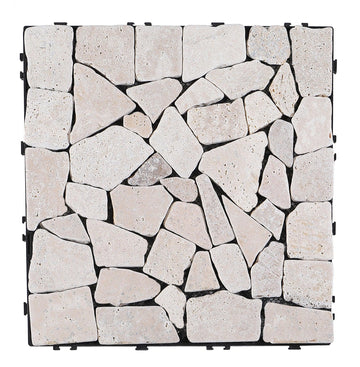 Pure Era - 12''x12'' Interlocking Patio Tiles Stone Deck Tiles - Sliced Tan