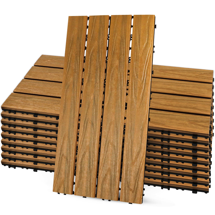 PURE ERA -12''x24'' Interlocking Composite Deck Tiles (Pack of 10)Patio Tiles 