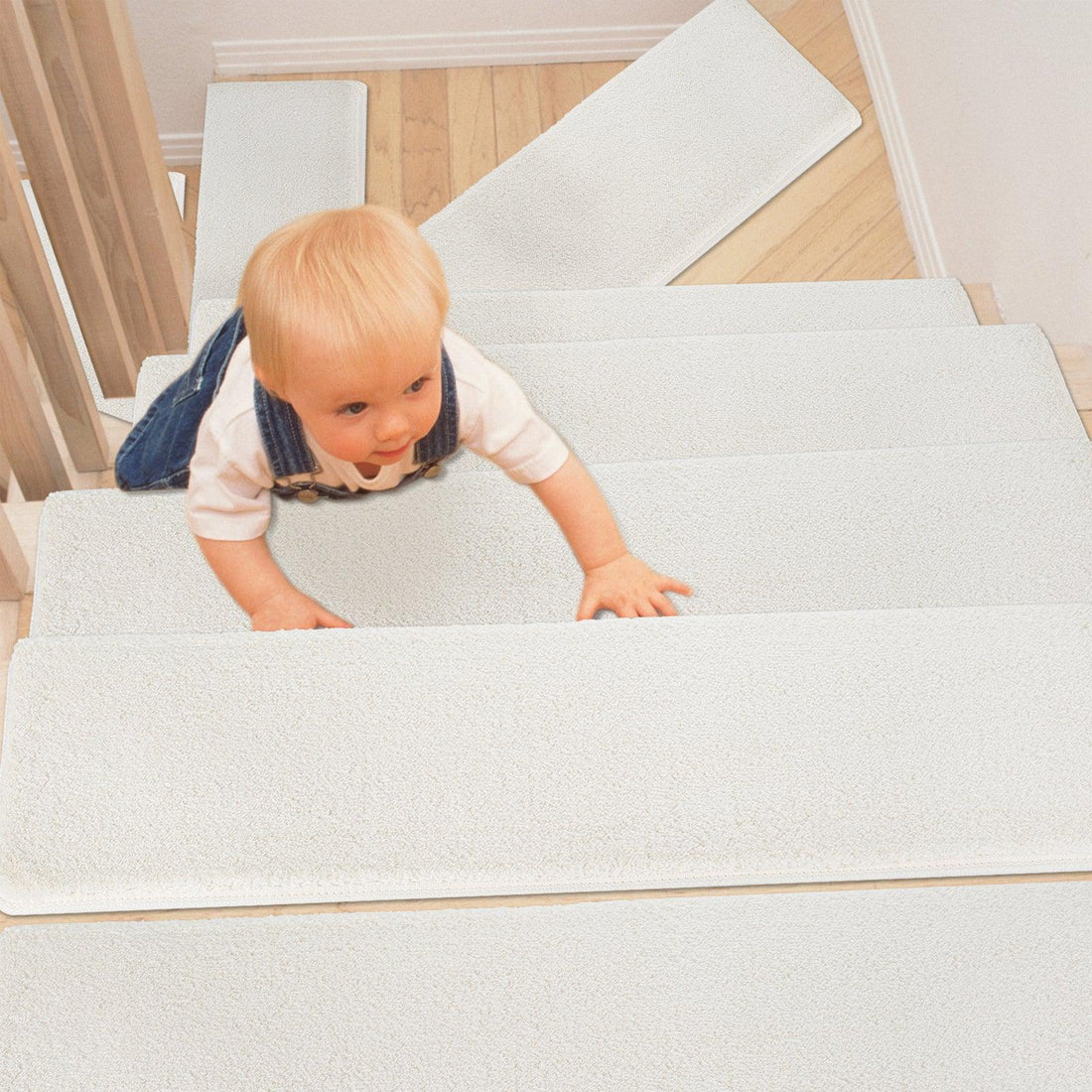 Pure Era - Non-slip Tape Free Bullnose Carpet Stair Treads Pet Friendly Peel and Stick 