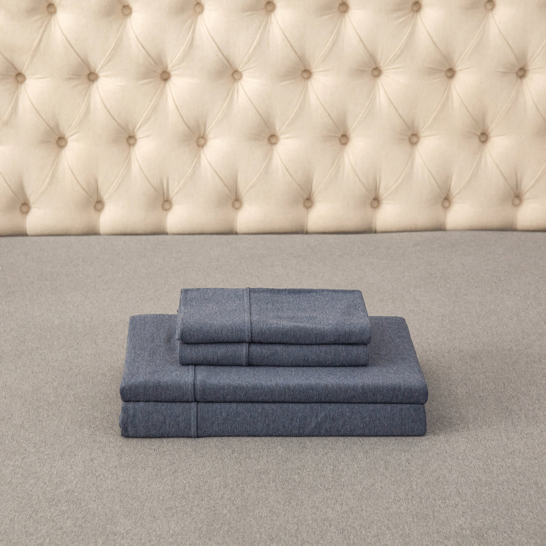 Pure Era - 100% T-shirt Cotton Jersey Knit Bed Sheet Set - Blue