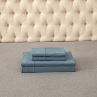 Pure Era - T-shirt Cotton Jersey Knit Bed Sheet Set - Cerulean Blue