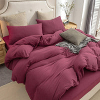 Pure Era | Jersey Duvet Cover Set - Burgundy Red