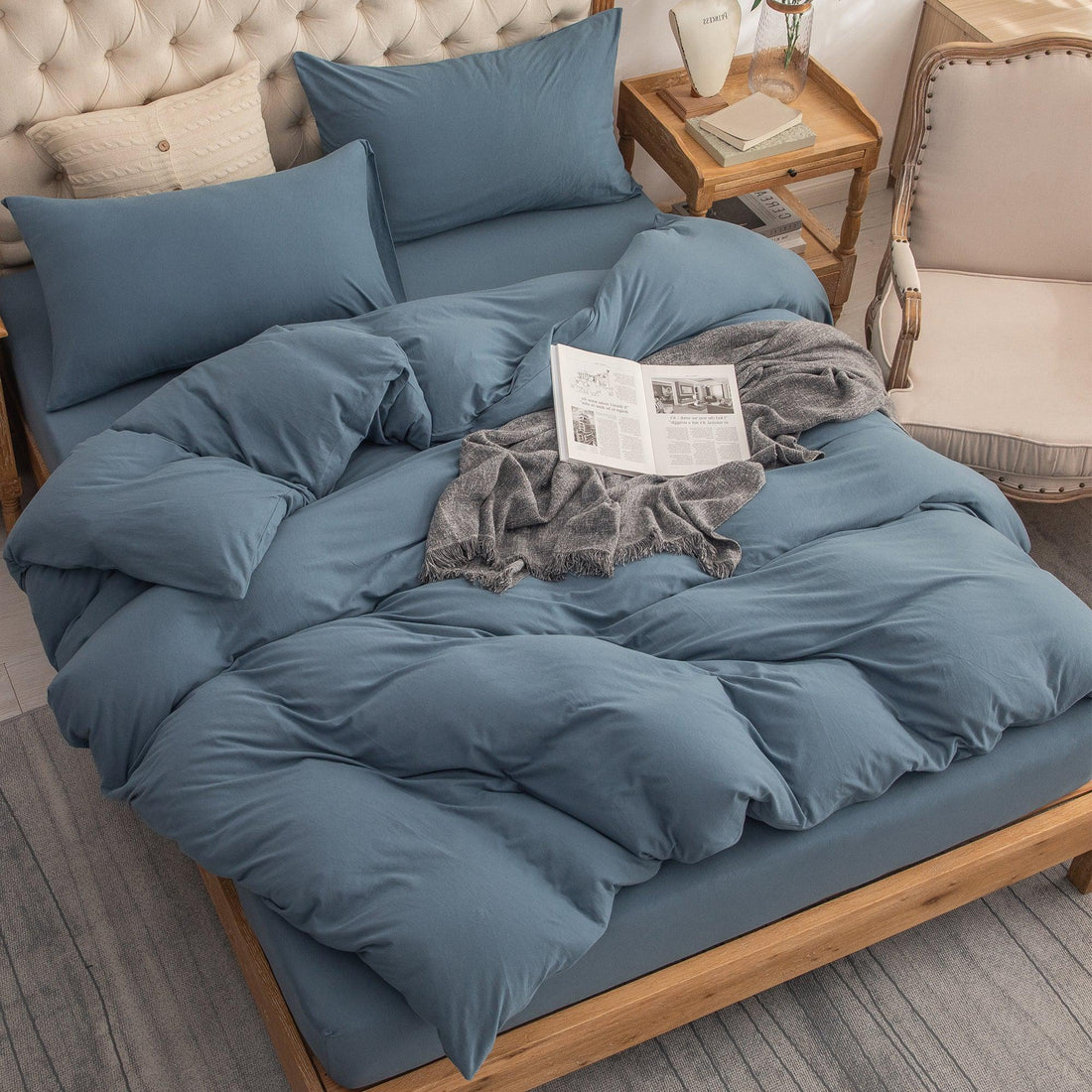 Pure Era | Jersey Duvet Cover Set - Cerulean Blue