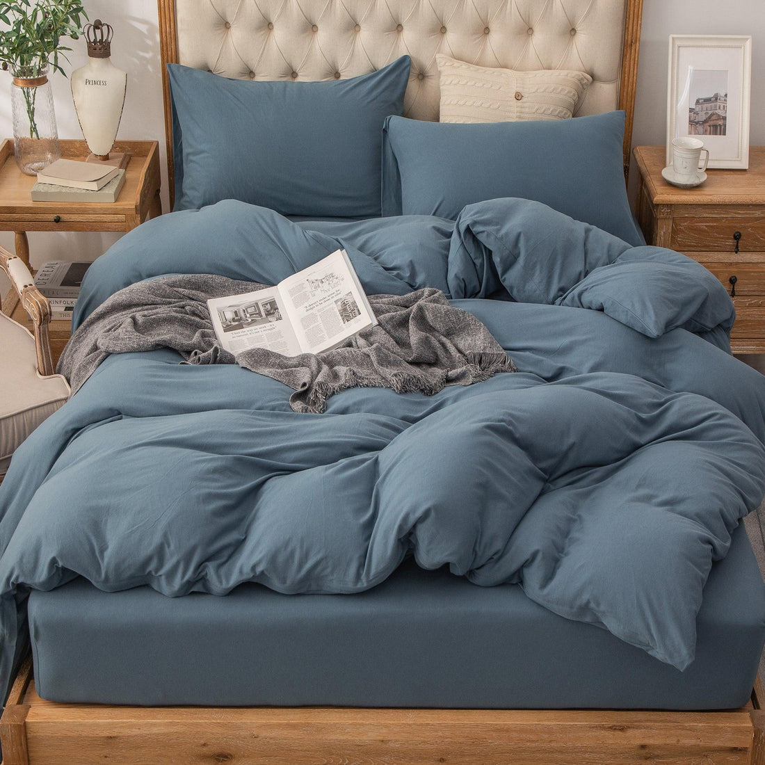 Pure Era | Jersey Duvet Cover Set - Cerulean Blue
