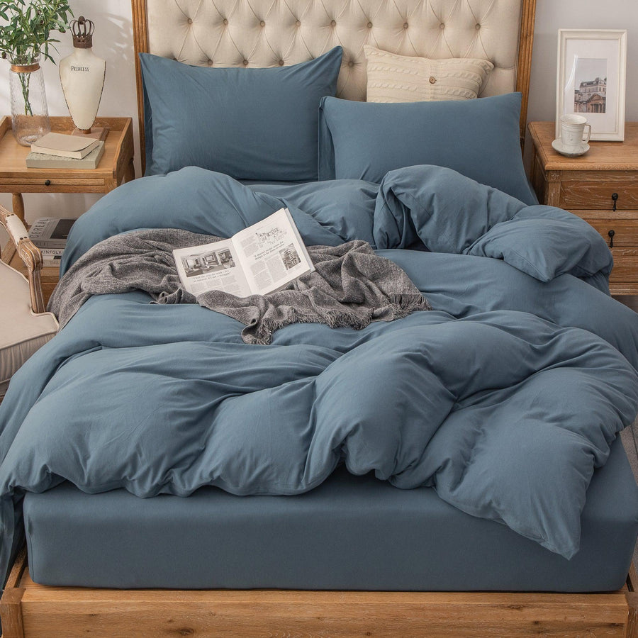 Pure Era | Jersey Duvet Cover Set - Cerulean Blue