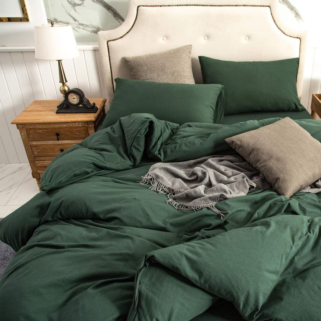 Pure Era | Jersey Duvet Cover Set - Forest Green