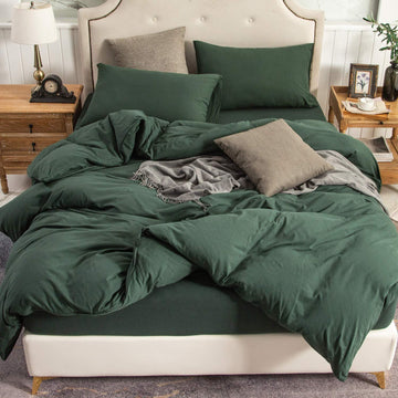 Pure Era | Jersey Duvet Cover Set - Forest Green