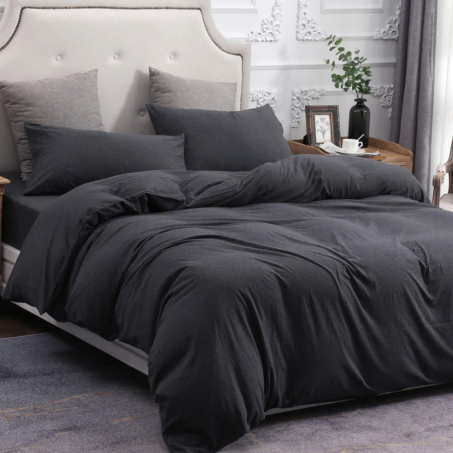 Pure Era - Jersey Duvet Cover Set - Heathered Charcoal Gray