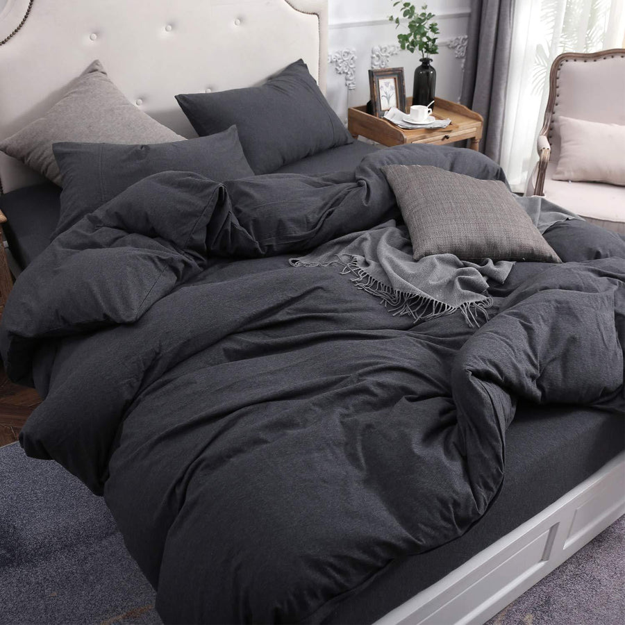 Pure Era - Jersey Duvet Cover Set - Heathered Charcoal Gray