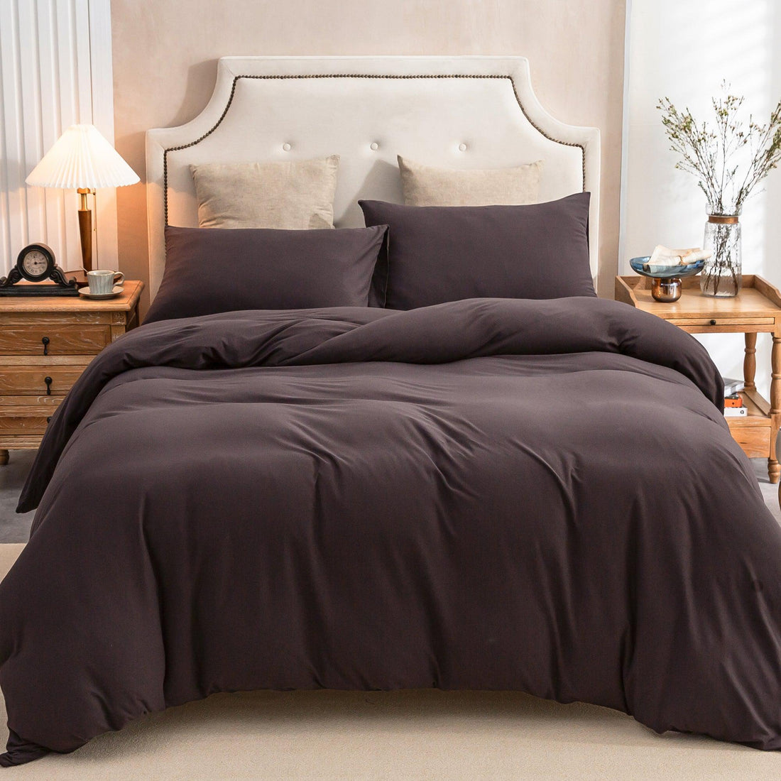 Pure Era - Jersey Duvet Cover Set - Heathered Walnut Brown