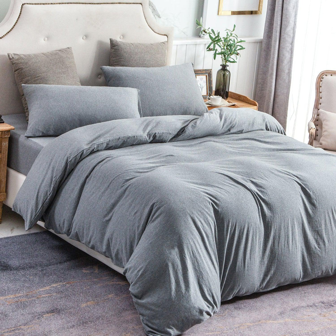 Pure Era - Jersey Duvet Cover Set - Solid Blueish Gray