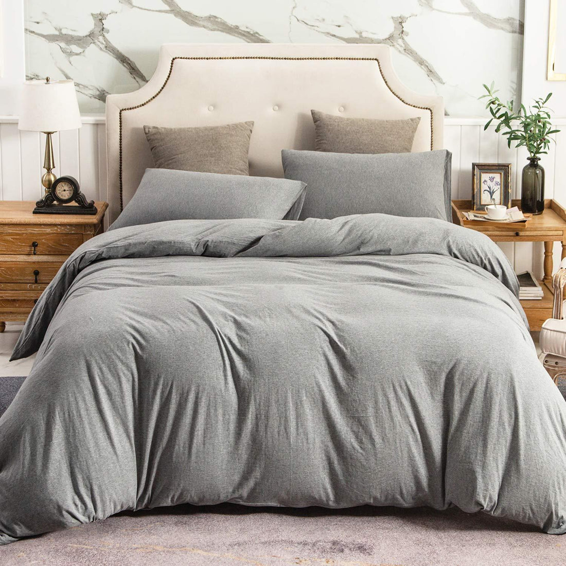 Pure Era - Jersey Duvet Cover Set - Solid Dark Gray