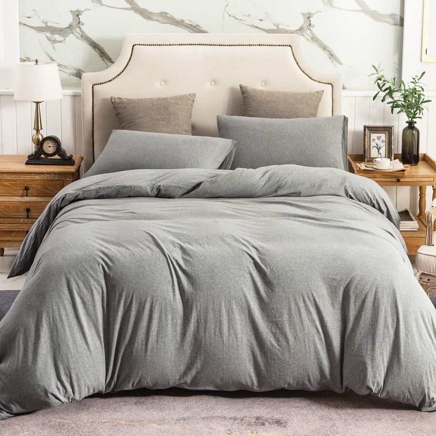 Pure Era - Jersey Duvet Cover Set - Solid Dark Gray