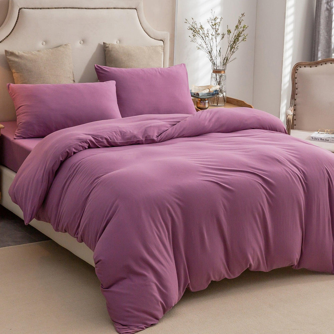 Pure Era - Jersey Duvet Cover Set - Solid Mauve