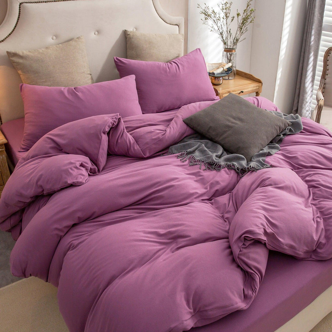 Pure Era - Jersey Duvet Cover Set - Solid Mauve