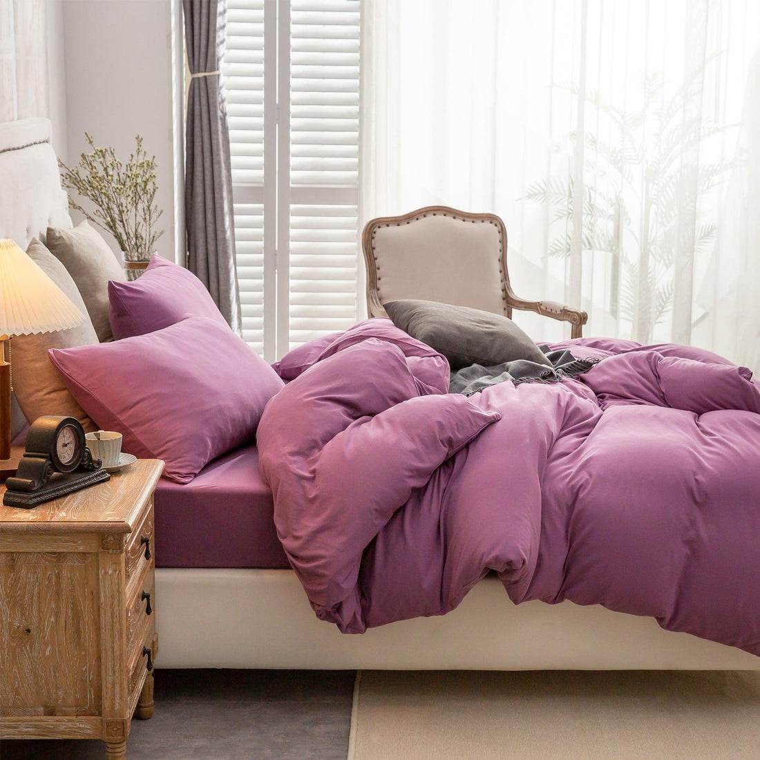 Pure Era - Jersey Duvet Cover Set - Solid Mauve