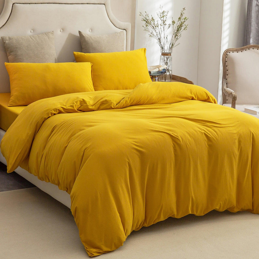 Pure Era - Jersey Duvet Cover Set - Solid Yellow