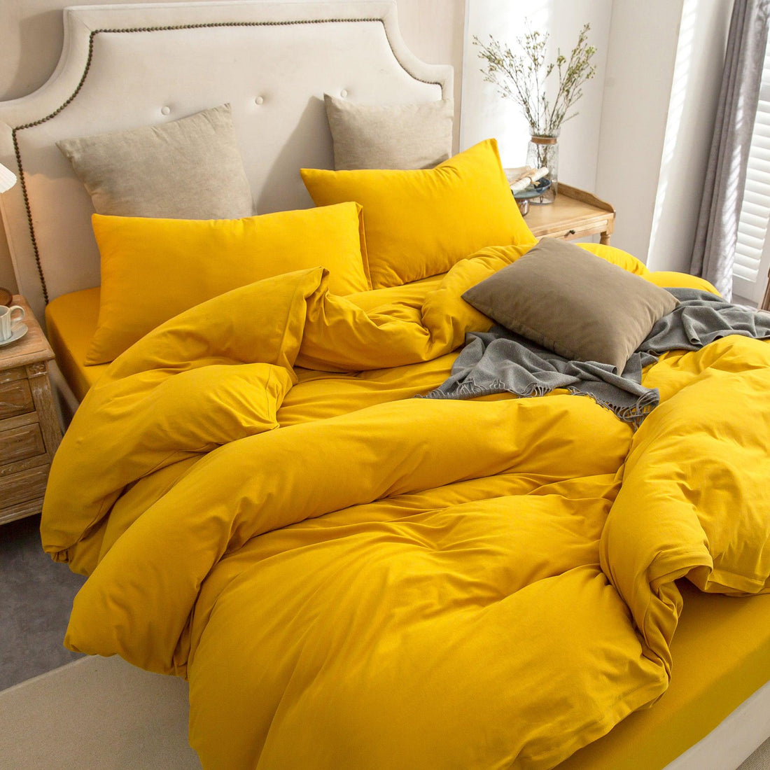 Pure Era - Jersey Duvet Cover Set - Solid Yellow