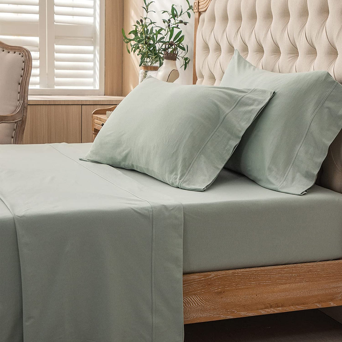 Pure Era - T-shirt Cotton Jersey Knit Sheet Set - Sage Green