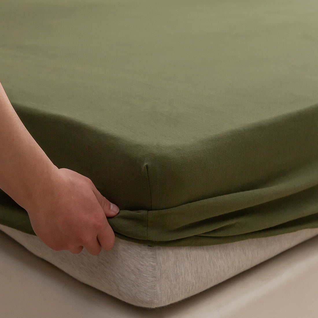 Jersey Fitted Bottom Sheet - Olive Green