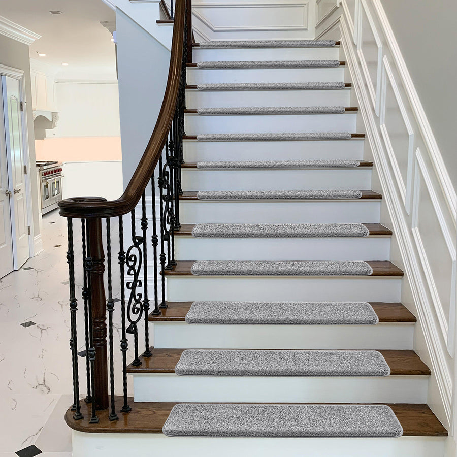 Bullnose Carpet Stair Treads - Light Grey