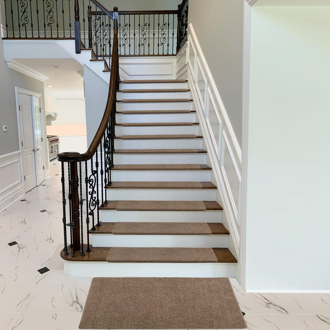 Pure Era Bullnose Carpet Stair Treads Non-slip Tape Free Pet Friendly Indoor Stair Protectors 