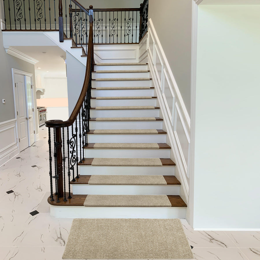 Pure Era Bullnose Carpet Stair Treads Non-slip Tape Free Pet Friendly Indoor Stair Protectors 